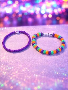 GLOW Rave Bracelet Set – Neon Beaded Kandi Stack | Festival Jewelry | Gourley